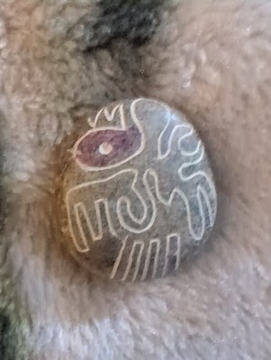 Peruvian Brown stone with the Nazca lines Bird design