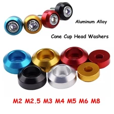 10Pcs M2-M8 Aluminum Cone Cup Head Washers Anodised Gasket Load Spreading Washer