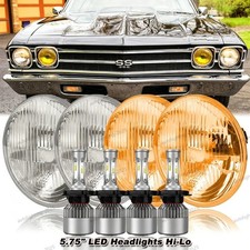 4pcs 5.755-34 Round Led Headlights Hilo For Chevy Chevelle 1964-1970 Malibu
