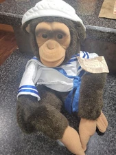 HOSUNG 1992 Chimp Puppet Brown 15" Plush Full Body Long Arms & Squeaker Monkey