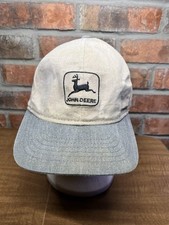 Vintage John Deere Made In USA Swingster Snapback Hat Khaki Black Embroidered