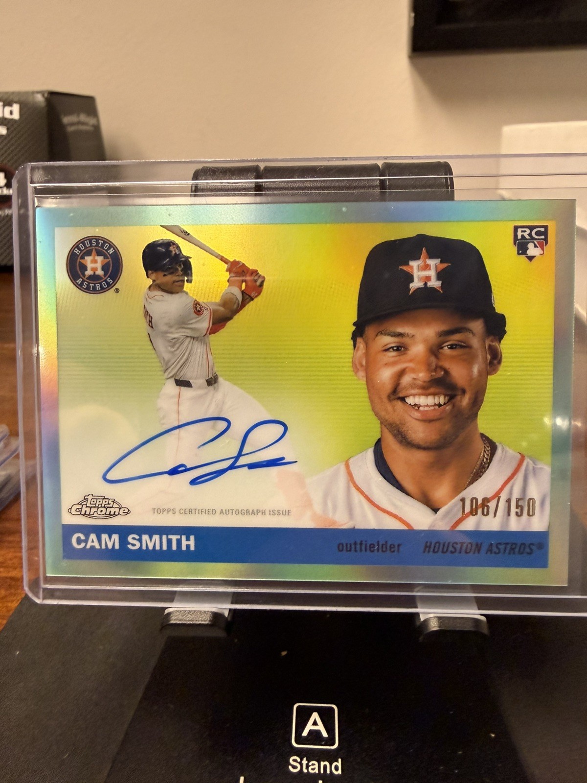 2025 Topps Chrome Platinum Cam Smith RC Aqua Refractor Auto /150 CPA-CS Astros