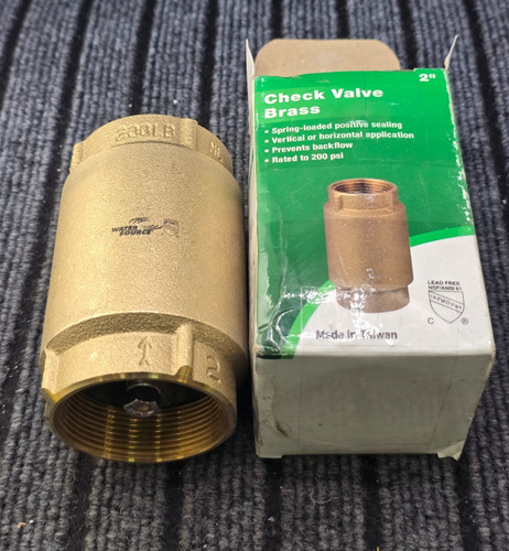 Water Source Replacement Spring Loaded Brass Check Valve 2" 200psi