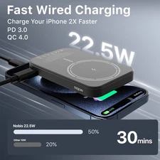 Ultra Slim 5000mAh Magnetic Wireless Power Bank Portable 22.5W PD Fast Charging