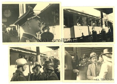 4x Orig. Foto Luftwaffe Offizier Zug Bahnhof MÜNSTER nach AMSTERDAM Holland 1940