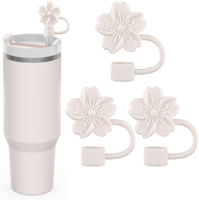 #ad Straw Cover Cap for Stanley Cup 3Pcs Cute Flower Straw Toppers Accessories Comp $8.40