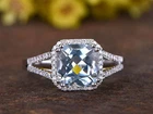 2.07ct Natural Blue Aquamarine Engagement Ring Split Shank 14k White Gold Plated