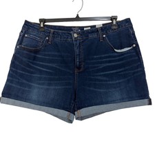 Time And Tru Womens Plus SZ 20 Mid-Rise Denim Short Dark Wash Stretch Cuffed Hem