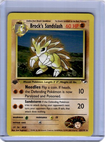 Brock's Sandslash 23/132 Rare Gym Heroes Pokemon 1st Edition Near Mint