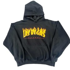 Title: Las Vegas Nevada Flame Graphic Crop Hoodie Pullover Sweatshirt Black Xl