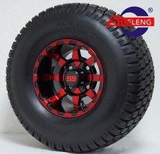 Golf Cart 10x7 Redblack Vortex Wheels And 22x9.5-10 Turfstreet Tires4