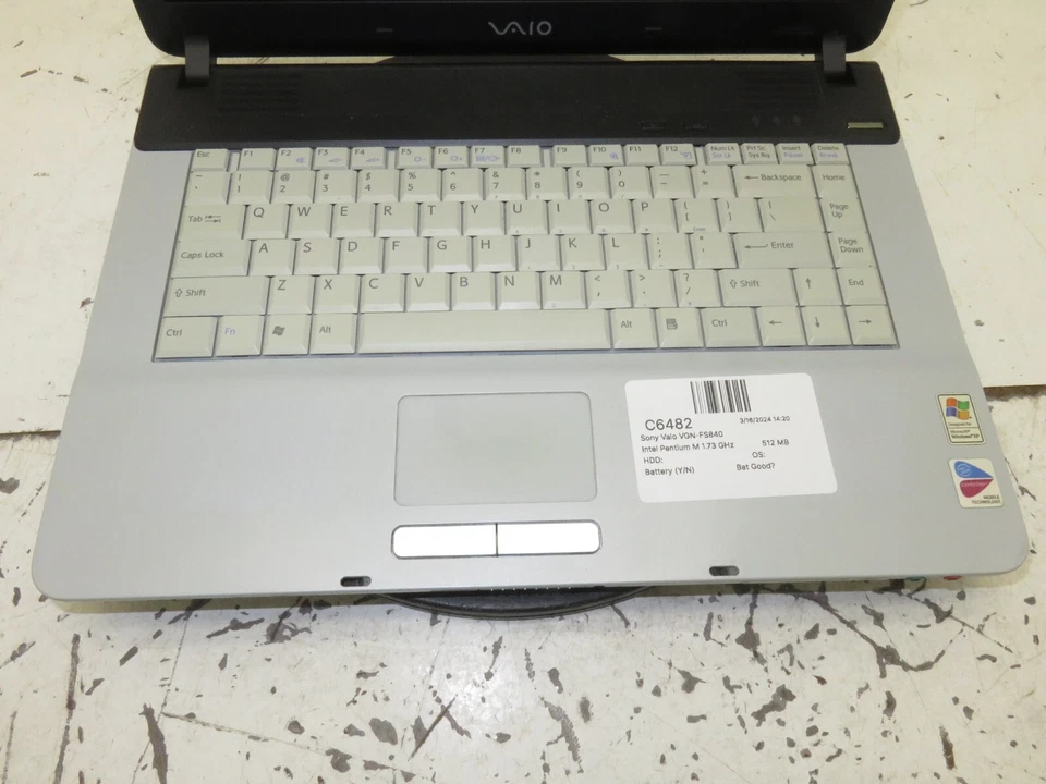 索尼 Vaio PCG-7G2L 便携式电脑 英特尔奔腾 M 512MB Ram 无硬盘或电池 — 第 3/4 张图片