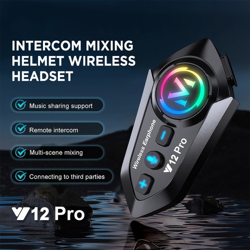 Smart Motorcycle Intercom Bluetooth Helmet Headset 2-Way 500M Talk Speaker IPX6 - Picture 3 of 20