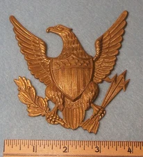 Antique MILITARY CADET Large Brass EAGLE SHAKO PLATE * variation Model 1881