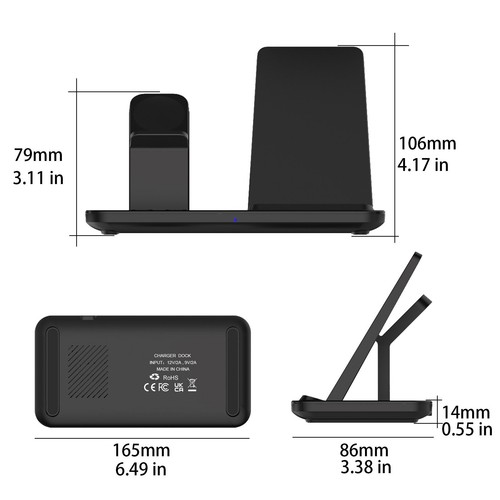 3in1 Wireless Charging Dock Charger Stand For Samsung Galaxy S24 Note20 Watch 6 - Picture 13 of 25