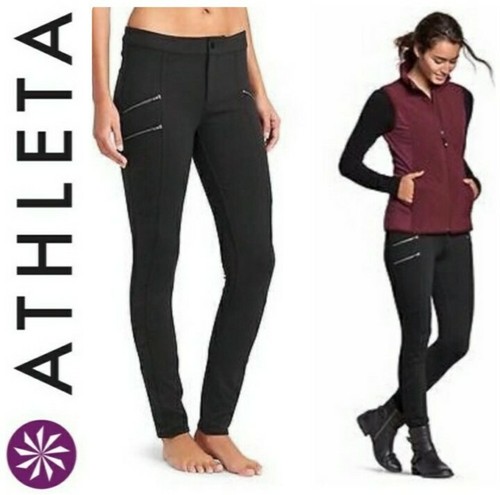 ATHLETA PONTE MOTO TWILL PANTS BLACK 