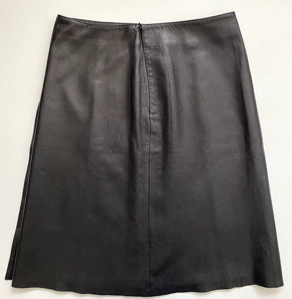 Hilfiger Soft Leather A-Line Skirt Black Slit Vintage Collection Size 6 - Image 3 of 4
