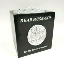 Husband Tree Of Life Black & Silver Graveside Memorial Rose Bowl Diamante