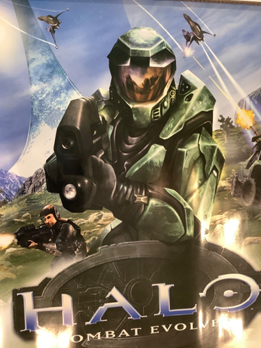2001 Halo 1 Video Game Very rare First Promo window Poster Xbox New Master Chief - Picture 3 of 16