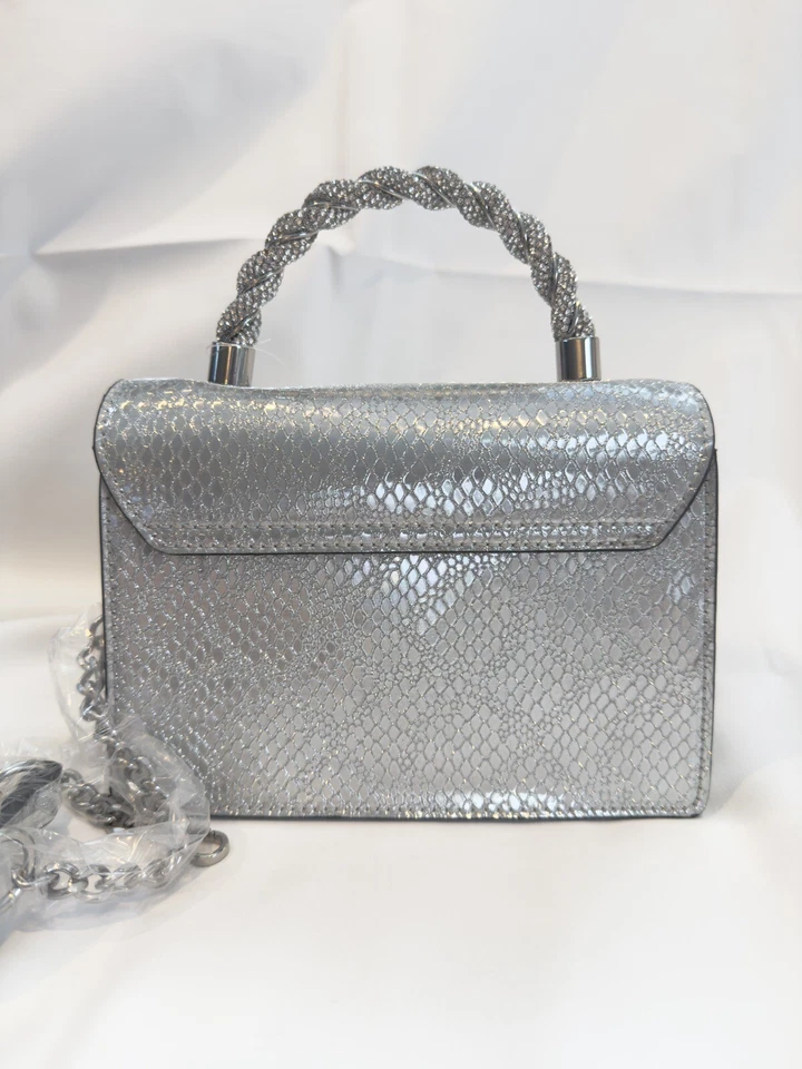 Nuevo con etiquetas Bolso Bandolera ALDO Mini Top-Handel Plata Diamantes Estampado Animal Foto 3 de 4