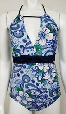 Robby Len Swim Fashions Womens Swimwear Size 10 Halter Floral Hawaiian Summer