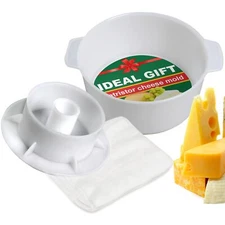 Cheese Mold For Cheese Making Cheese With Follower Piston 1.3qt And Cheesecloth 