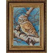 Bead Embroidery Kit Owl On A Branch DIY Craft Printed Canvas nik-9534