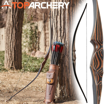 Arc Long Traditionnel 54 Pouces – 10-35 Lbs, Bois, Repose-flèche, Pour Débutant