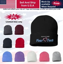 Custom Embroidery Beanie Personalized Embroidered Beanie Knit Cap w/Cuff