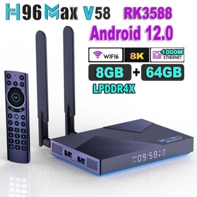 TV Box RK3588 2.4G 5G H96 Max V58 Android12 Wifi6 BT5.0 H.265 1000M Media Player