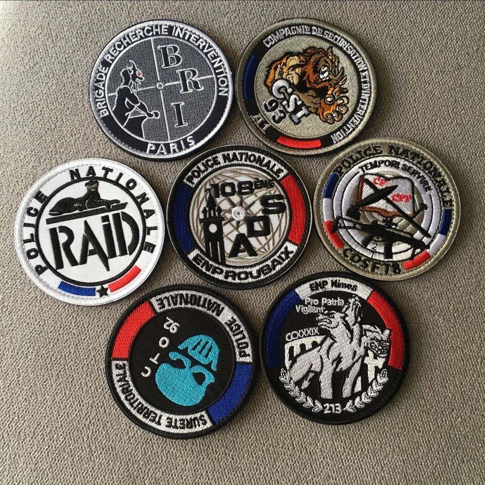 Embroidered France Flag GIGN CSI GIPN Hook Loop Patch Emblem Fastener Badge - Image 2 of 3