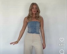 ZARA NEW WOMAN SS23 MID-BLUE ZW DENIM BUSTIER REF:2553/056 Med