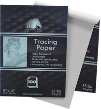 Tracing Paper Pad - 33Lb - 9" X 12" - 100 Transparent Sheets - Artist Quality - 