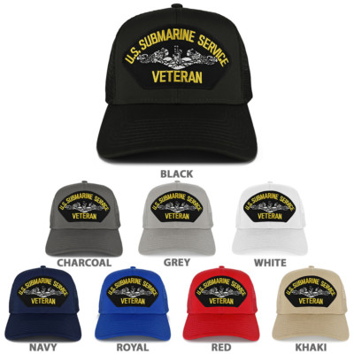 Armycrew US Submarine Service Veteran Snapback Trucker Cap - Navy Mesh With Embroidered Patch
