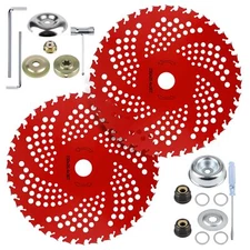 2 Pack 9"x 36TH Carbide Tip Brush Cutter Weed Eater Trimmer Blades W/Adapter kit