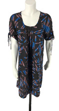 Womens Dresses Medium Short Sleeve Lined Maxi Abstract Blue daisy fuentes