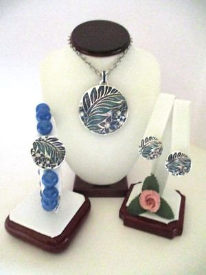 Brighton ''TERRA'' Blue Necklace-Earring-Bracelet Set (MSR$264) NWT/Pouch