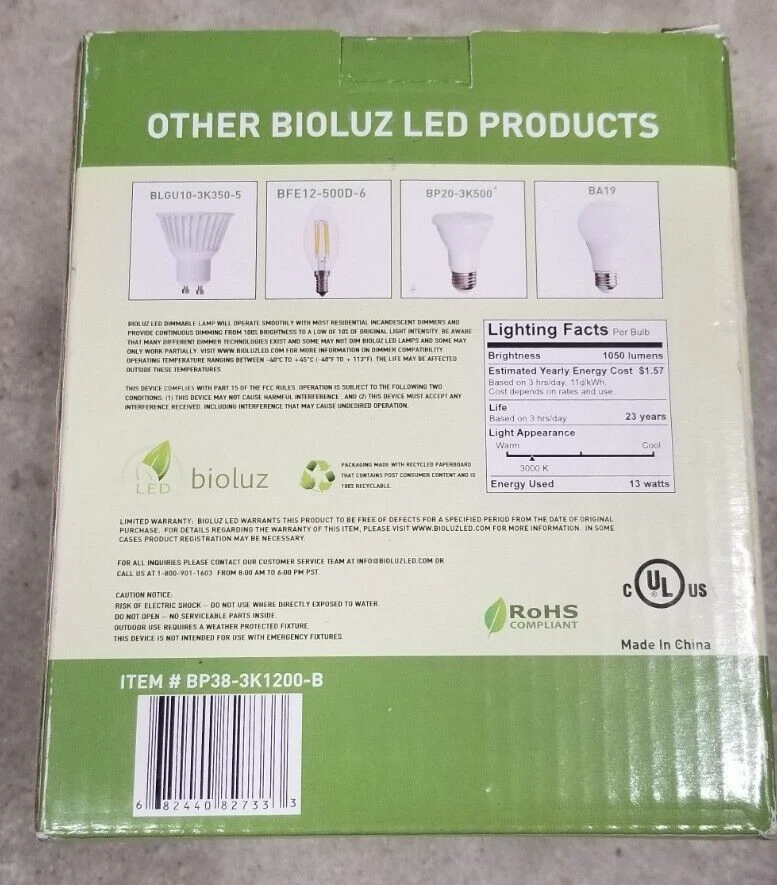 Bioluz LED PAR38 15w (120w Equiv) 3000k Dimmable Lamp - Image 4 of 4