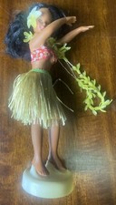 Vintage Hawaiian Hula Girl Doll 9" Figurine Lei Hawaii Luau Dancer grass skirt