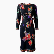 LEONARD PARIS Floral Print Silk Dress