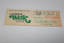 Vintage ticket stub Lawrence Welk Country Club Village Inn San Diego Receipt 