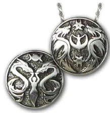 Goddess & The Dragon Triple Moon Two-sided Pewter Locket By Deva Designs