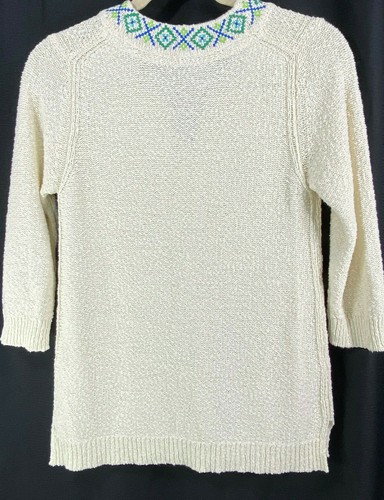 Tommy Bahama Womens M Eden Bay Ivory Tassel Tunic Sweater Embroidery - Picture 5 of 7