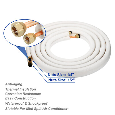 Split Ac 16 Ft Mini Split Line Set With Fittings, 3/8