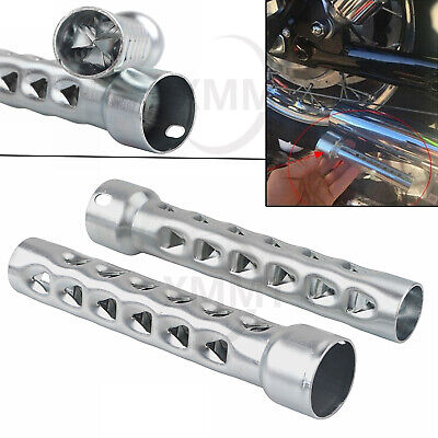 Pair Chrome Motorcycle Exhaust Muffler Fits 1-3/8" 1-1/2" 1-5/8" 1-3/4" Pipes