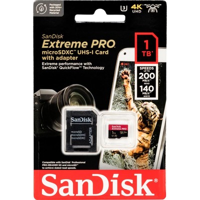 SanDisk microSDXC 1TB Extreme Pro A2 C10 V30 UHS-I U3 MicroSD Karte