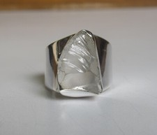 Natural Raw Clear Crystal 925 Silver Ring Handmade Adjustable Gemstone Ring