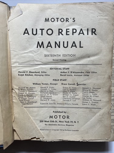 Manual de reparación de automóviles de motor de colección 1953 16ª edición 2ª impresión - Imagen 5 de 7