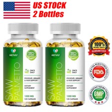 2 Bottles Saw Palmetto 1000MG Capsules Prostate Health Mens Health 240 Softgels