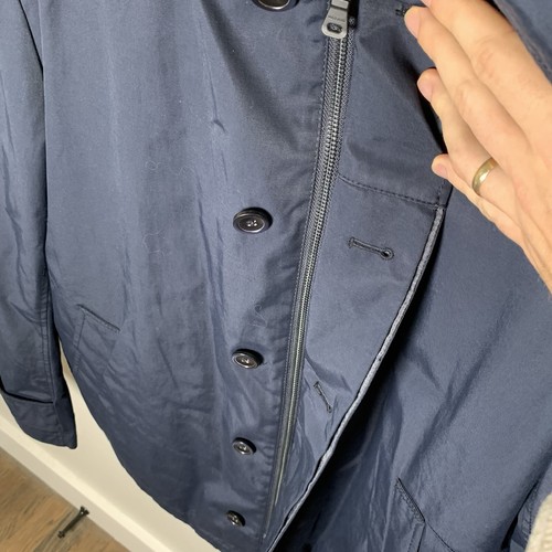 Hugo Boss Mens Navy Blue Nylon Zip/Button Military Jacket Full Zip Size 42R - Picture 7 of 17